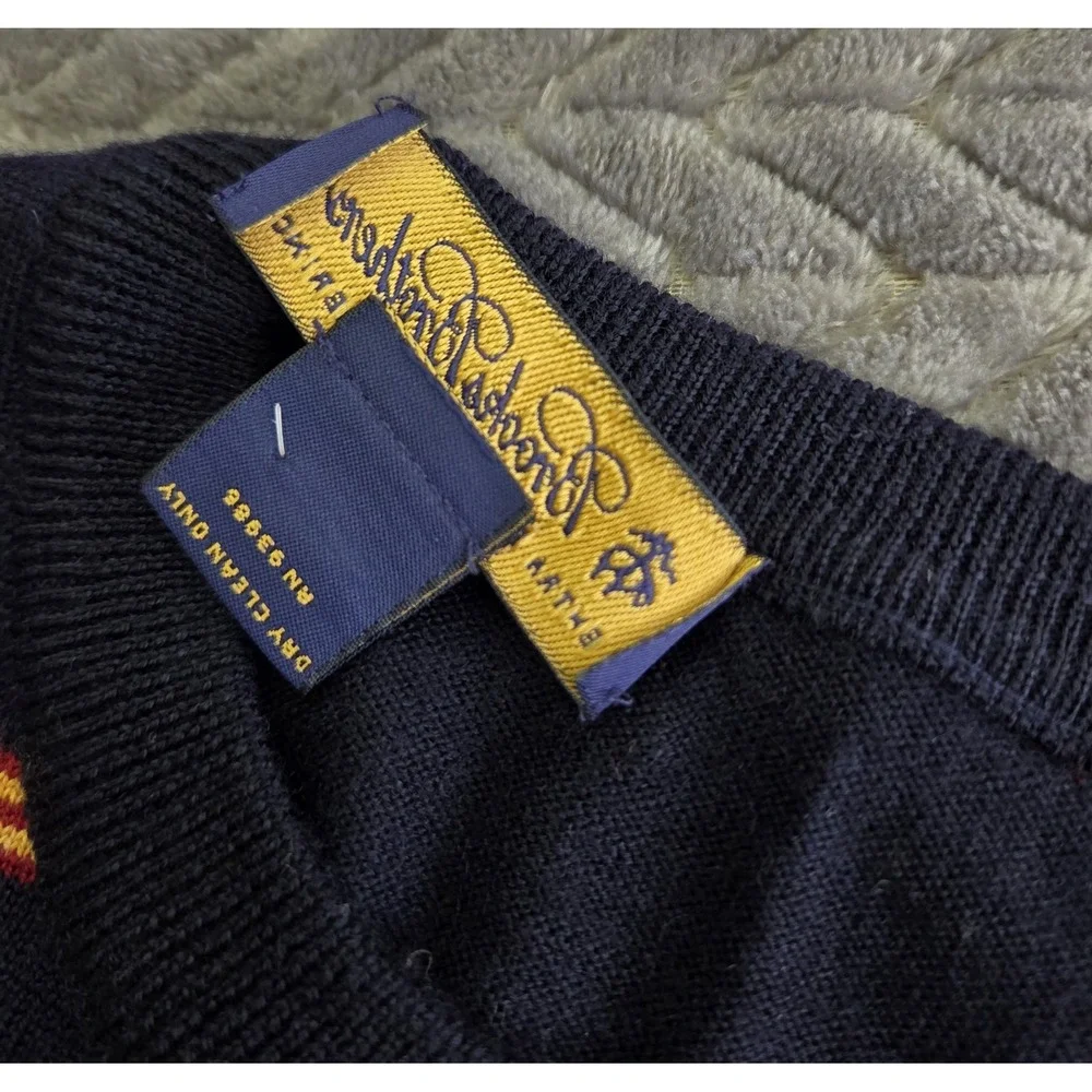 Brooks Brothers Extra Fine Italian Merino Wool Knit Sweater Navy Men's XL *Read